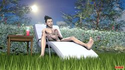 1boy 3d 3d_(artwork) balls barefoot black_eyes black_hair ear_piercing earrings erection feet giko18 holding_penis male male_only masturbation naked nara_shikamaru naruto naruto_(series) naruto_shippuden nude nude_male outdoors outside penis ponytail sitting smile smiling soles solo solo_focus solo_male testicles tied_hair toes twink two-handed_masturbation uncensored