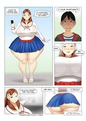 1boy 1girls ass bae_(toroboro) big_ass big_breasts big_butt breasts comic english_text female huge_ass huge_breasts male sandals text toroboro