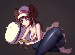 ass breasts down_blouse female female_protagonist game_freak jearz nintendo nipple nipple_slip pocky pokemon pokemon_bw2 rosa_(pokemon) tagme tank_top video_game video_game_controller video_games