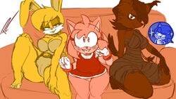 16:9 5_toes amy_rose anthro barefoot big_breasts breasts bunnie_rabbot cameltoe eulipotyphlan fakeryway feet felid feline female furniture group hedgehog hi_res lagomorph leporid looking_at_viewer lynx male mammal nicole_the_lynx pleasure_castle rabbit rough_sketch shortstack sofa sonic_(series) sonic_the_hedgehog sonic_the_hedgehog_(archie) sonic_the_hedgehog_(comics) sonic_the_hedgehog_(series) thick_thighs toes wide_hips widescreen