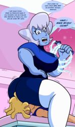 boots cartoon_network dialogue english_text facesitting femdom holly_blue_agate human nasiri_(artist) steven_universe thighhighs whip