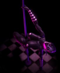 1girls 3d animatronic black_body black_skin breasts busty female five_nights_at_freddy's five_nights_at_freddy's_2 glowing_eyes hourglass_figure humanoid legs lips marionette_(fnaf) mask mature mature_female muscles muscular muscular_female pole pole_dancing puppet_(fnaf) purple_body purple_eyes purple_skin rubikon_(artist) solo stripes thick thick_legs thick_lips thick_thighs thighs toned toned_female virt-a-mate virtamate voluptuous white_mask white_stripes