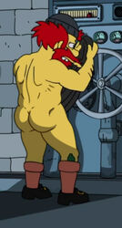 ass back_muscles beard butt full_body groundskeeper_willie male male_only naked_footwear solo solo_male the_simpsons