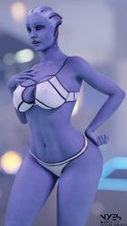 1girls 3d 3d_(artwork) absurdres alien alien_girl asari blue_eyes blue_skin bra female female_only liara_t'soni mass_effect mass_effect_2 mass_effect_3 no_humans nyes117 panties pinup posing solo standing tagme