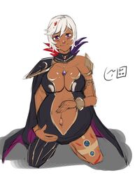 belly_button big_belly big_breasts cia_(the_legend_of_zelda) claraspregs cleavage dark_skin facial_tattoo female hands_on_belly huge_belly hyrule_warriors jewelry looking_at_viewer nintendo pregnant ready_to_pop short_hair sketch skimpy_clothes smiling tagme the_legend_of_zelda white_background white_hair