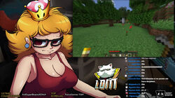 big_breasts breasts cleavage female female_focus female_only mario_(series) microsoft minecraft misrravb mojang new_super_mario_bros._u_deluxe nintendo red_eyes streaming super_crown superbinario yellow_hair