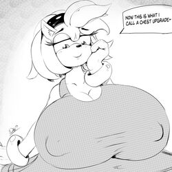 1:1 absurd_res amy_rose anthro big_breasts breasts cleavage clothed clothing dialogue dress eulipotyphlan female hedgehog hi_res huge_breasts mammal monochrome nipple_outline solo sonic_(series) sonic_the_hedgehog_(series) thelunarmoon