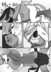 absurd_res all_fours amazon_pose comic doggy_style duo from_behind_position furry greyscale hi_res kink kinktober kinktober_2020 kissing mating_press monochrome peachkuns sex