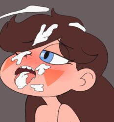 blue_eyes blush cressie_butterfly cum_in_mouth female_only one_eye_closed open_mouth original_character semen semen_in_mouth semen_on_hair star_vs_the_forces_of_evil tagme