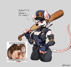 1girls anthro bat cleavage female foretbwat horny_bat horny_police meme officer_flint_(foretbwat) police rat