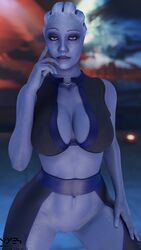 1girls 3d 3d_(artwork) alien alien_girl asari blue_eyes blue_skin cleavage exposed_pussy female female_only hairless_pussy liara_t'soni mass_effect mass_effect_2 mass_effect_3 no_humans no_panties nyes117 partially_clothed pinup posing pussy shaved_pussy solo standing tagme vagina