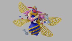 16:9 3d_(artwork) anthro arthropod bee breasts clothing crown disembodied_hand disembodied_penis duo female frilly frilly_clothing fur_collar genitals hi_res hymenopteran insects kirby_(series) kirby_triple_deluxe long_tongue male nintendo oral penis pussy queen_sectonia sex simple_background straight tongue tongue_out tonguejob video_games voidwillow widescreen wings