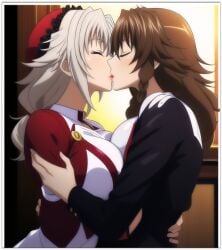 2females 2milfs 2women ai_generated grayfia_lucifuge happy_new_year high_school_dxd lesbian_couple lesbian_kiss lovers venelana_gremory yuri yuri yuri