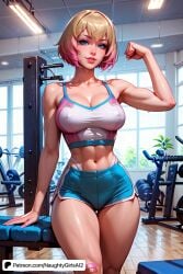 ai_generated big_breasts blonde_hair colored_hair gradient_hair gwenpool gwenpool_(series) marvel marvel_comics mature mature_female naughtygirlsai short_hair