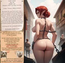 ai_generated anime big_ass big_booty big_butt blue_eyes bondage bondage bounty_hunters chains edited elf fantasy female fictional market milf naked nude photoshop red_hair roleplay slave slavegirl slavery waifu