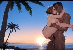 1boy1girl ai_generated arms_around_neck blushing_at_partner boku_no_hero_academia brown_eyes brown_hair color dark-skinned_male erect_nipples faceless_male hearts_around_head hi_res huge_cock interracial large_ass large_breasts lifting_partner light-skinned_female muscular_male ochako_uraraka patreon pubic_hair shounen_jump sweating tagme thick_thighs veiny_penis viz_media wienergens