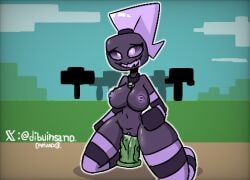 dibuinsano_(artist) dildo_in_pussy endergirl enderwoman minecraft nude_female simple_background tagme