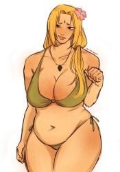 bikini blonde_female blonde_hair freckles half-body looking_at_viewer naruto naruto_shippuden tsunade usuratongaychi voluptuous