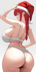 ai_generated bra huge_ass huge_breasts makima_(chainsaw_man) panties santa_hat underwear