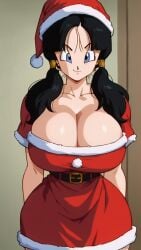 ai_generated dragon_ball_super dragon_ball_z huge_breasts santa_costume twintails videl