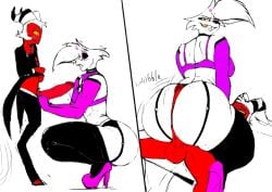 angel_dust_(hazbin_hotel) buttjob color_edit colored colored_sketch femboy garter_straps gay_sex gwizzly moxxie_(helluva_boss) tagme