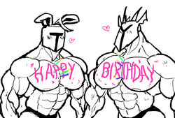 2boys abs armor bara biceps birthday blush blushing bunny bunny_ears dragon duo gay gay_male happy_birthday helmet male male/male male_only monochrome muscle muscles muscular muscular_arms muscular_male nipples pecs pectorals rabbit rg01 rg01_(undertale) rg02 rg02_(undertale) ripped-saurian royal_guard_(undertale) royal_guard_1 royal_guard_2 thong triceps undertale