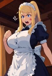 ai_generated anger_vein angry angry_face angry_sex anime big_breasts blonde_hair blonde_hair_female blue_eyes busty civitai curvy curvy_body curvy_female curvy_figure detailed_background deviantart earrings fullmetal_alchemist fullmetal_alchemist_brotherhood furious gloves hands_on_thighs hourglass_figure huge_breasts long_hair looking_at_viewer maid maid_apron maid_headdress maid_outfit maid_uniform ponytail thick_thighs thunder_thighs thunderthighs winry_rockbell