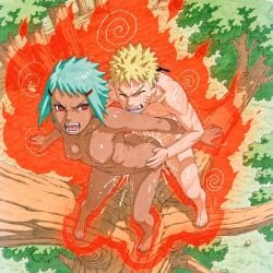 above_view ai_generated blonde_hair breasts closed_eyes cum_explosion cumming cumming_in_pussy cumming_inside dark-skinned_female doggy doggy_style doggy_style_position doggy_style_sex doggystyle_position fangs feral feral_on_female feral_penetrating feral_penetrating_female feral_sex force_field forest forest_background forest_sex fuu_(naruto) green_hair growling holding_hips looking_at_partner looking_back looking_back_at_partner manga_style naruto_(series) naruto_shippuden nude nude_female nude_male outdoors outdoors_sex savage sex sex_from_behind short_hair shroud spiky_hair standing standing_doggy standing_doggy_style standing_doggystyle standing_sex tree tree_branch uzumaki_naruto wild_hair