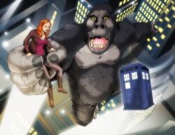 amy_pond ape cleavage crossover damsel damsel_in_distress doctor_who giant_monster handheld kaiju king_kong king_kong_(series) new_york_city red_hair scottish size_difference size_play tardis wadevezecha