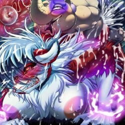 1:1 68_(artist) anthro areola biped blush bodily_fluids bound breasts digital_media_(artwork) drowzee duo eyebrows feet female fingers forced fur generation_1_pokemon generation_7_pokemon hair hi_res impregnation lycanroc male male/female midnight_lycanroc multicolored_body multicolored_fur nintendo nipples pokemon pokemon_(species) rape sex sweat teeth toes tongue tongue_out