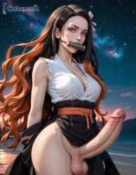 1futa abs ai_generated balls big_balls big_breasts breasts curvy cutanari demon_slayer dickgirl futa_only futanari looking_at_viewer nezuko_kamado nipples nsfw nude penis perfect_body ready_to_fuck small_waist smile solo tan_skin testicles