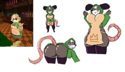 anthro apron atlyss chang_(atlyss) clothing digital_drawing_(artwork) digital_media_(artwork) female hoodie legwear looking_at_viewer mammal murid murine rat rodent sally_(atlyss) solo stockings sweetteadoodles topwear