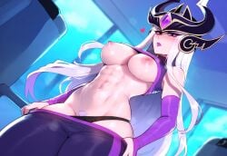 1female 1girls abs ai_generated anemoi blush boobs breasts commission female gym_clothes headgear headwear league_of_legends leggings looking_at_viewer nipples panties pubic_hair pubic_hair_peek pulling_down_pants riot_games solo solo_female solo_focus spoken_heart sports_bra sportswear steaming_body steamy_breath sweat sweatdrop sweating sweaty sweaty_body sweaty_breasts syndra tight_clothing toned toned_female white_hair workout_clothes workout_clothing yoga_pants