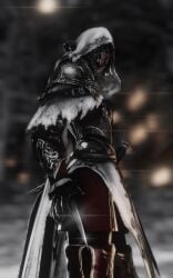 armor armored_female au_ra clothed female_only ff_xochiq final_fantasy_xiv hood hoodie oc original_character