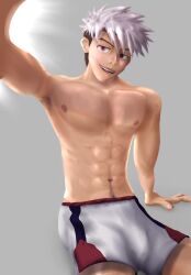 gay gray_hair jock_studio no_shirt volleyball volleyball_uniform yuuto_nakajima