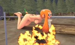 3d bad_end cannibalism cooking cooking_vore death female female_death gray_eyes guro gynophagia humanoid inkling inkling_girl literal_spitroast orange_hair pj87 roast roasting sfm splatoon vaginal_all_the_way_through