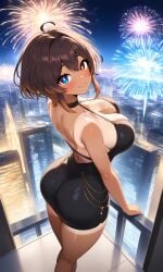 ai_generated ass ass_up atuqai big_ass big_breasts black_dress blush breasts breasts_out brown_hair christmas female female_only happy holidays mari_nanjo pose solo solo_female tanned tanned_female tanned_skin thick_ass thick_thighs thighhighs thighs twitch twitch.tv twitter youtube youtube_hispanic youtuber