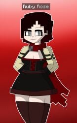 1girls commission commission_art female female_only minecraft ruby_rose rwby solo style_emulation xusisidie xusisidie's_minecraft_style