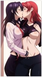 2females 2girls 2women ai_generated akeno_himejima erotis girl_on_girl high_school_dxd lesbian_couple lesbian_domination lesbian_kiss lesbian_sex lovers rias_gremory sapphic yuri yuri yuri