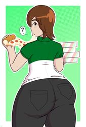 ass brown_eyes freckles ginger_hair male male_only mii nintendo original_character pizza pizza_box pizza_slice xenondotexe_(artist)