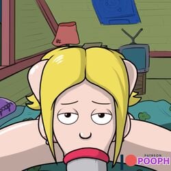 1girls :>= american_dad animated animated_gif big_breasts big_penis blonde_hair blowjob deepthroat deepthroat_no_hands eye_contact face_fucking faceless_male fellatio female francine_smith hands-free large_penis milf no_gag_reflex oral pooph pov roger_smith sound thick_lips throat_fuck throat_noise video