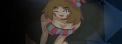 balloon_babe_(fnia) balloon_boy_(fnaf) big_breasts blush blushing brown_hair five_nights_at_freddy's five_nights_in_anime hat purple_eyes solo thighs wink