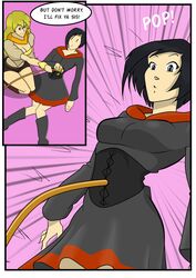 2girls comic english_text female female_only flattening hose human inflation multiple_girls ruby_rose rwby tagme text winterwarning yang_xiao_long