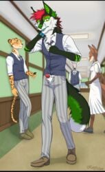 absurd_res anatomically_correct anatomically_correct_genitalia anatomically_correct_penis animal_genitalia animal_penis anthro beastars black_bars canid canine canine_penis cheek_tuft equid equine eyebrows facial_tuft felid fur genitals head_tuft hi_res inner_ear_fluff kaurimoon letterbox male mammal multicolored_body multicolored_ears multicolored_fur multicolored_tail neck_tuft penis penis_tip poking_out sheath solo tuft zebra