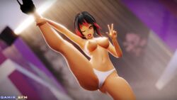 3d 3d_(artwork) 4k blender female female_only gamir_sfm large_ass original_character panties_only solo standing_on_one_leg topless