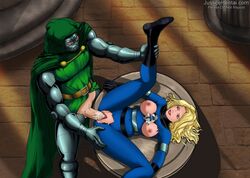 armour big_breasts black_boots blonde_hair blue_bodysuit blue_eyes bodysuit boots breasts cloak doctor_doom exposed_breasts fantastic_four female fully_clothed green_cloak green_hood hood invisible_woman justicehentai.com leg_up long_hair male marvel marvel_comics mask nipples penis pussy red_lipstick ripped_clothing sex smile spread_legs straight sue_storm tied_down vagina vaginal_insertion vaginal_penetration vaginal_sex victor_von_doom