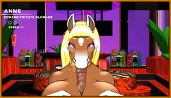 1boy 1boy1girl 1girls animated anne_(hth) anthro anthro_on_anthro between_breasts big_breasts blonde_hair breasts brown_fur crowchild eyeshadow faceless faceless_male fellatio female fur furry gif hair high_tail_hall hooves horse horse_ears horse_girl hth_studios huge_breasts large_breasts male_pov mammal mature mature_female mature_male mature_woman nipples offscreen_character offscreen_male oral outercourse paizuri pool pov straight voluptuous waist wide_hips