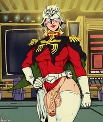 1futa 2020 adoggoart areolae big_breasts big_penis breasts cape char_aznable female foreskin futanari genderswap gloves gundam hand_on_hip hard_nipples helmet human leotard light-skinned_futanari light_skin looking_at_viewer military_uniform mobile_suit_gundam on_model red_lipstick rule_63 solo_futa thigh_highs thighhighs uncut villainess zeon