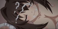 animated_gif breasts brown_hair bukkake censored closed_eyes cum cum_on_face cumshot facial jitaku_keibiin katsuragi_yuki long_hair naked nude nudity penis semen semen_on_hair shiny_skin tongue tongue_out yuki_katsuragi