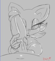 animated anthro balls big_penis breasts chiropteran erection female genitals hair handjob humanoid_genitalia humanoid_penis lewnoli looking_at_viewer male mammal penile penis rouge_the_bat sex short_playtime simple_background sonic_(series) sonic_the_hedgehog_(series) straight